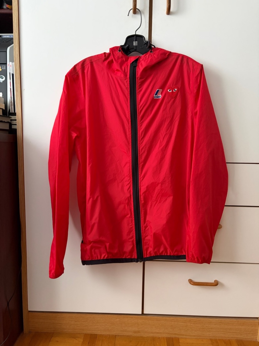 Comme des Garcons PLAY Red Zip-Up Windbreaker Jacket